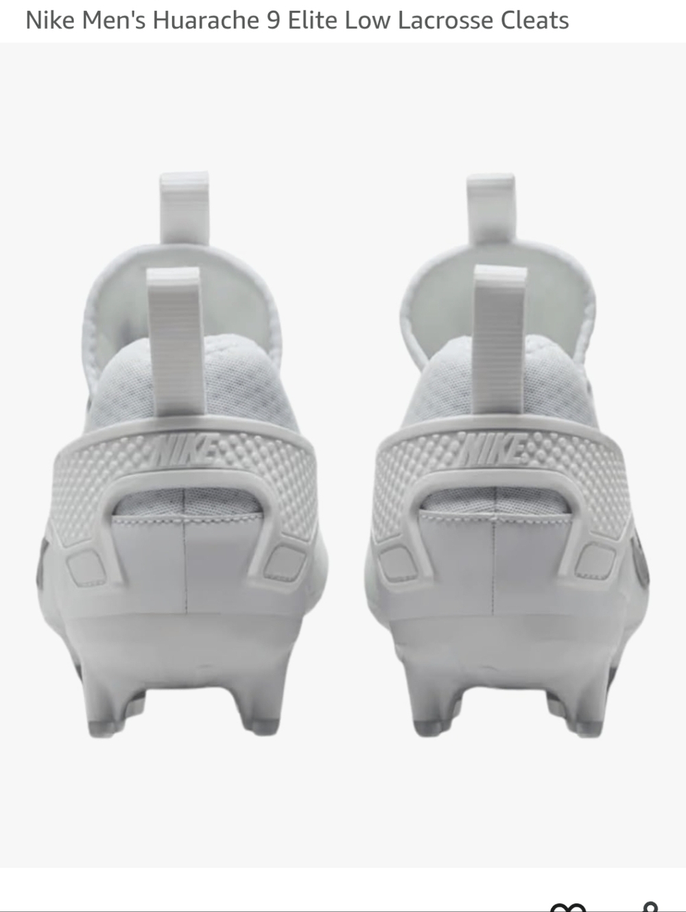 Nike White Huarache 6 Elite Low Lacrosse Cleat - White/Black - Picture 2 of 15